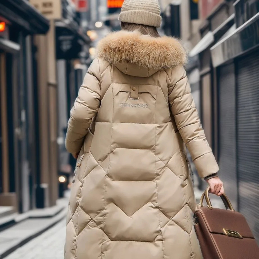 Sevica | Damen Lange Daunenjacke | Steppjacke Schwarz