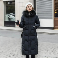 Sevica | Damen Lange Daunenjacke | Steppjacke Schwarz in Schwarz