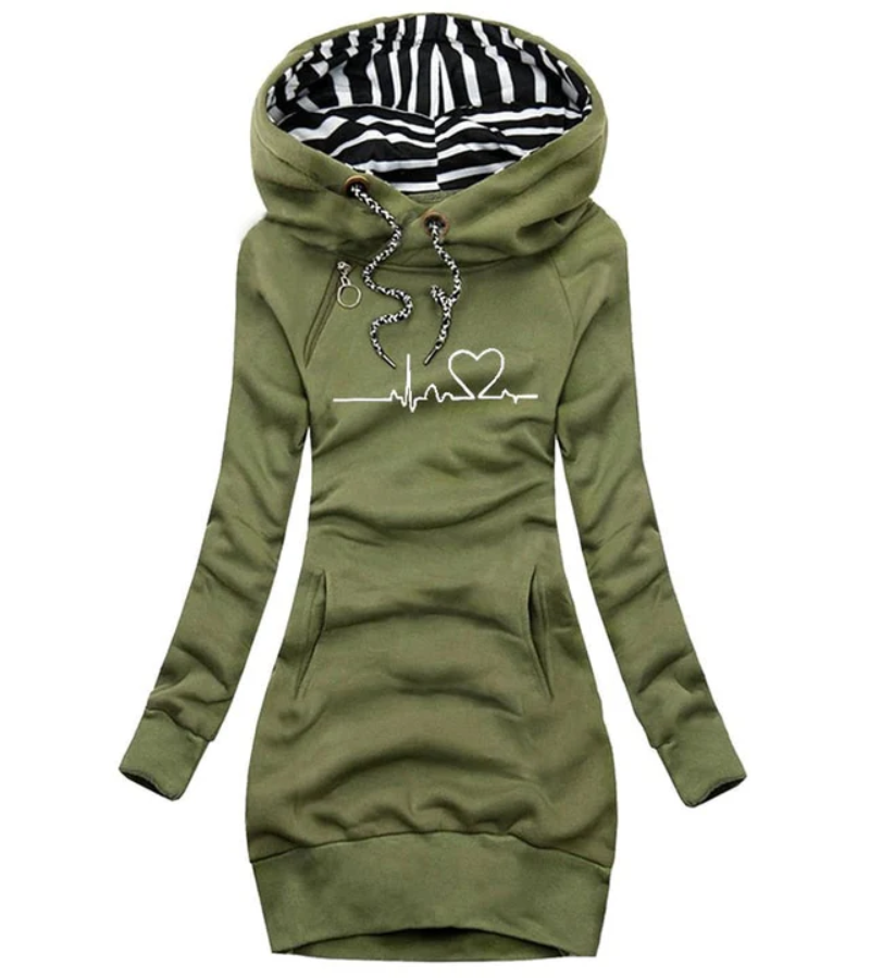 Sibylle | Damen Gestreifter Pullover | Mit Kapuze