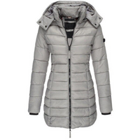 Bertha | Damen Lange Steppjacke | Wintermantel in Grau
