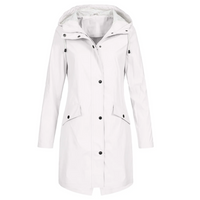 Layla | Damen Lange Regenjacke | Wasserdichte in Weiss