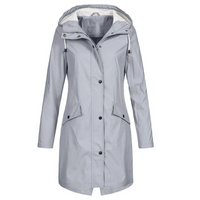 Layla | Damen Lange Regenjacke | Wasserdichte in Grau