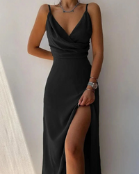Marit | Damen Lange Sommerkleid | Maxi in Schwarz