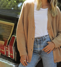 Susanne | Damen Lange Strickjacke | Cardigan in Kamel