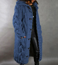 Sveja | Damen Lange Strickjacke | Cardigan in Blau