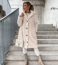 Gabi | Damen Lange Strickjacke | Wintermantel in Weiß