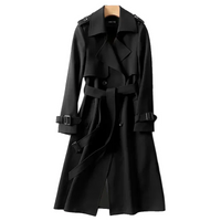 Vanessa | Damen Lange Trenchcoat | Mantel in Schwarz