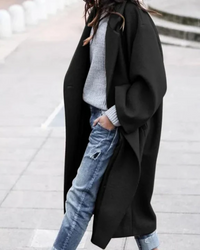 Gratia | Damen Lange Trenchcoat | Mantel in Schwarz