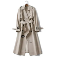 Vanessa | Damen Lange Trenchcoat | Mantel in Beige