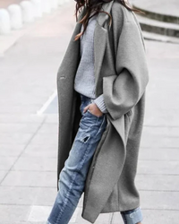 Gratia | Damen Lange Trenchcoat | Mantel in Grau