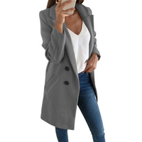 Jette | Damen Elegant Trenchcoat | Lange Mantel in Grau