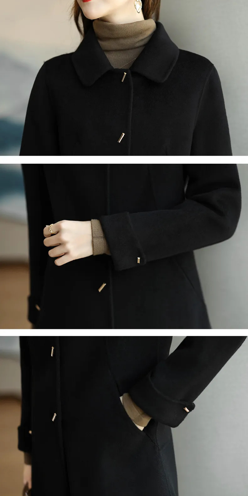 Noralyn | Damen Lange Weste | Schwarz