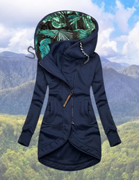 Wanda | Damen Lange Winterjacke | mit Kapuze in Marineblau