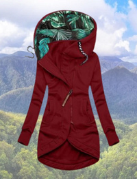 Wanda | Damen Lange Winterjacke | mit Kapuze in Weinrot