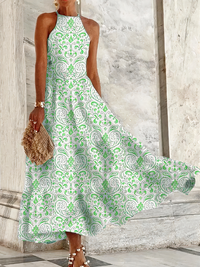 Damen langes Neckholder-Sommerkleid - | Maxi in Hellgrün