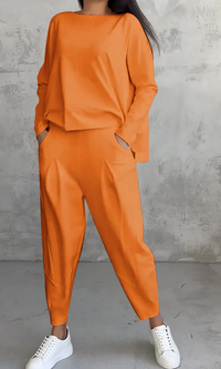 Thalia | Damen Elegant Zweiteiler | Komplete Outfit in Orange