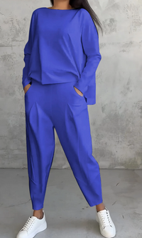 Thalia | Damen Elegant Zweiteiler | Komplete Outfit in Blau