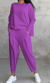 Thalia | Damen Elegant Zweiteiler | Komplete Outfit in Lila