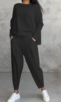 Thalia | Damen Elegant Zweiteiler | Komplete Outfit in Schwarz