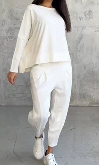 Thalia | Damen Elegant Zweiteiler | Komplete Outfit in Weiß