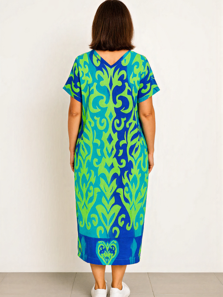 Damen lebendiges luftiges Sommerkleid | Midi