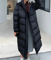 Glacia | Damen Leichte Daunenjacke | Steppjacke Lang in Schwarz