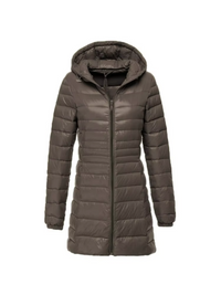 Phoebe| Leichte Daunenjacke Damen | Steppjacke Lang in Olivegrün