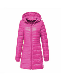 Phoebe| Leichte Daunenjacke Damen | Steppjacke Lang in Rosa