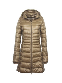 Phoebe| Leichte Daunenjacke Damen | Steppjacke Lang in Champagner