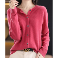 Anika | Damen Leichte Strickjacke | Kurz in dunkelrosa