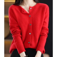 Anika | Damen Leichte Strickjacke | Kurz in Rot