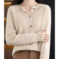Anika | Damen Leichte Strickjacke | Kurz in Khaki