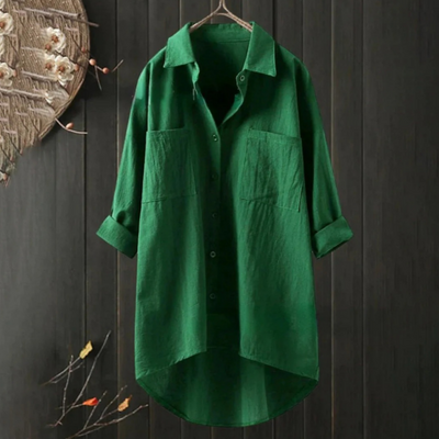 Damen lockeres Hemd mit Knopfleiste | Langarm