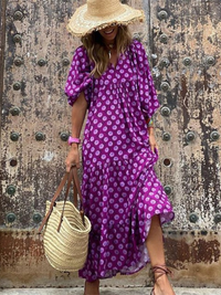 Damen lockeres luftiges Sommerkleid | Maxi in Dunkellila