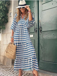 Damen lockeres luftiges Sommerkleid | Maxi in Himmelsblau