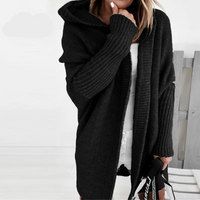 Seraphina | Damen Lange Strickweste | Winter in Schwarz