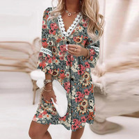 Damen luftiges Boho-Sommerkleid | Mini in Grau