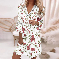 Damen luftiges Boho-Sommerkleid | Mini in Weiß-Rot