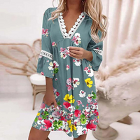 Damen luftiges Boho-Sommerkleid | Mini in Blaugrün