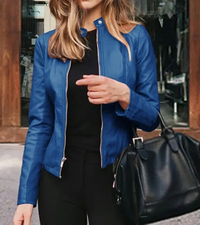 Ylva | Damen Kurze Mantel | Übergangsjacke in Blau