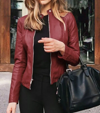 Ylva | Damen Kurze Mantel | Übergangsjacke in Weinrot
