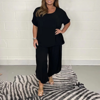 Nelda | Damen Sommer Zweiteiler | Komplette Outfit in Schwarz