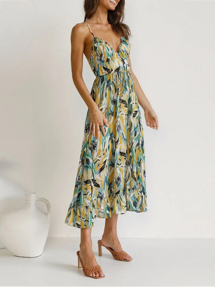 Damen modisches ärmelloses Sommerkleid | Midi