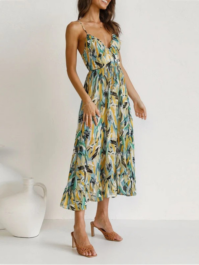 Damen modisches ärmelloses Sommerkleid | Midi