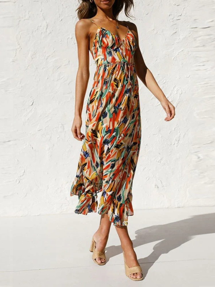 Damen modisches ärmelloses Sommerkleid | Midi