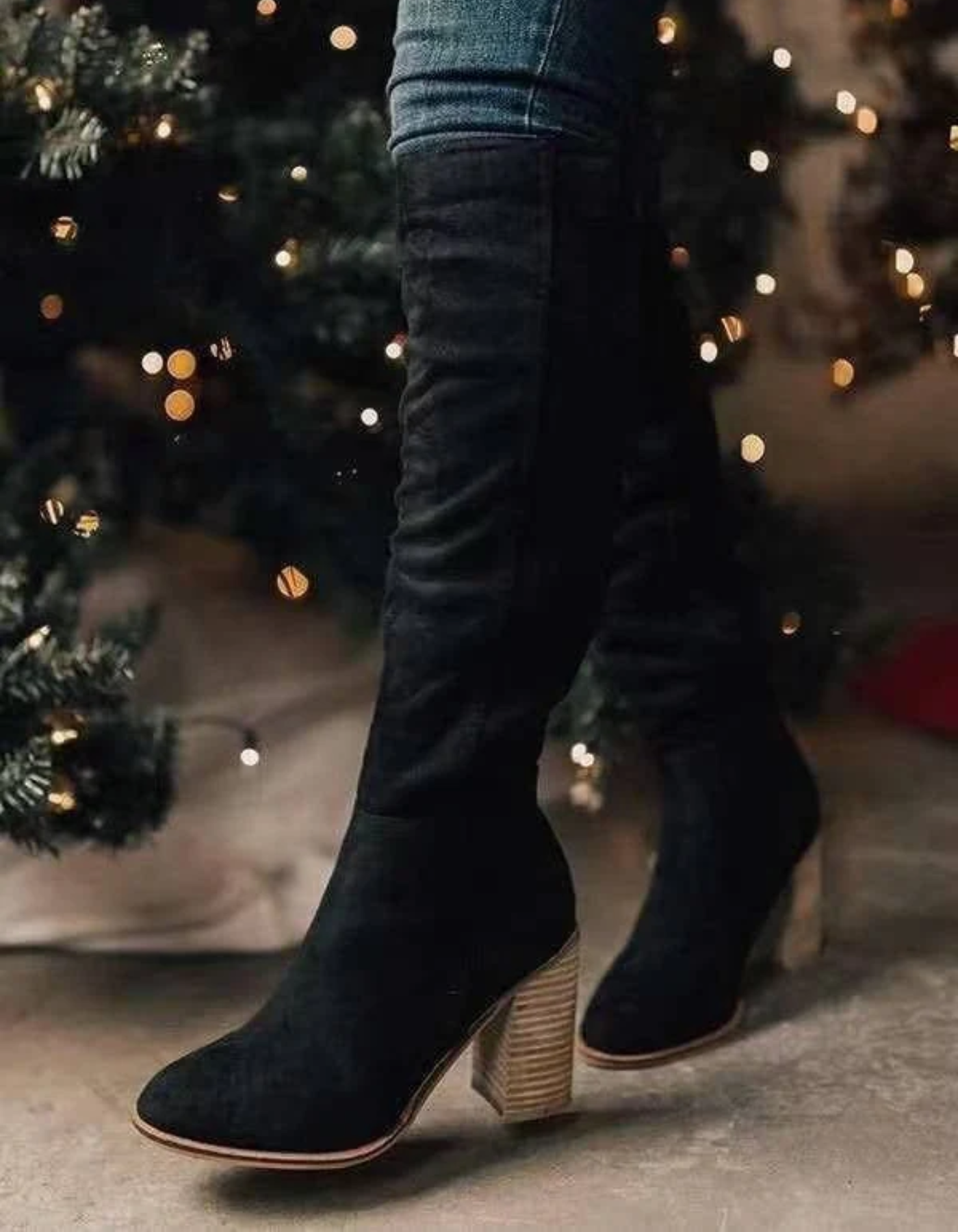 Clemence | Damen Overknee Stiefel | Schwarz