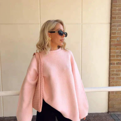 Nicholine | Damen Oversize Pullover | Rosa