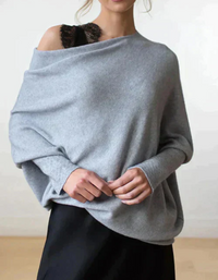 Veronica | Damen Oversize Pullover | Schwarz in Grau
