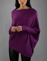 Veronica | Damen Oversize Pullover | Schwarz in Lila