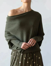 Veronica | Damen Oversize Pullover | Schwarz in Grün